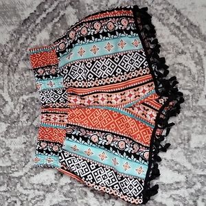 Small xs multi colored shorts with black tassle detail